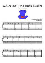 Téléchargez l'arrangement pour piano de la partition de Traditionnel-Mein-Hut-der-hat-drei-ecken en PDF